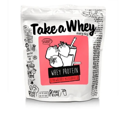 Take-a-whey whey protein 907 г протеин (клубничный милкшейк)