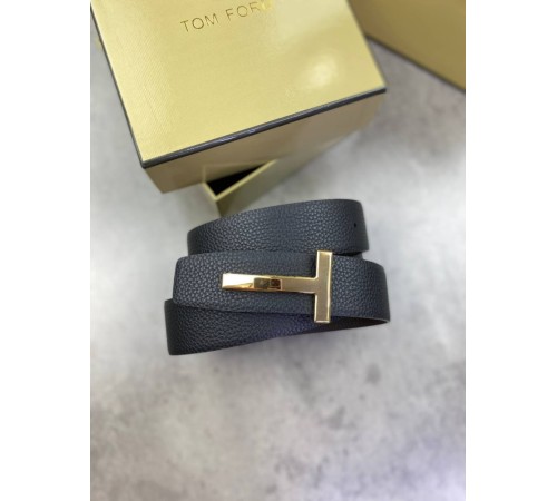 Ремень черный Tom Ford Reversible черного цвета с золотой пряжкой r144