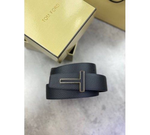 Ремень черный Tom Ford Reversible черного цвета с золотой пряжкой r145