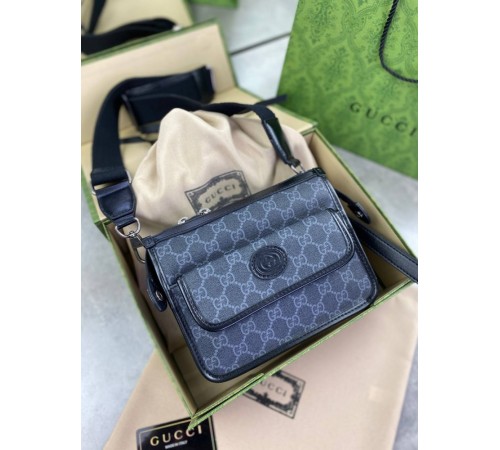 Мессенджер черный Gucci GG Interlocking c782