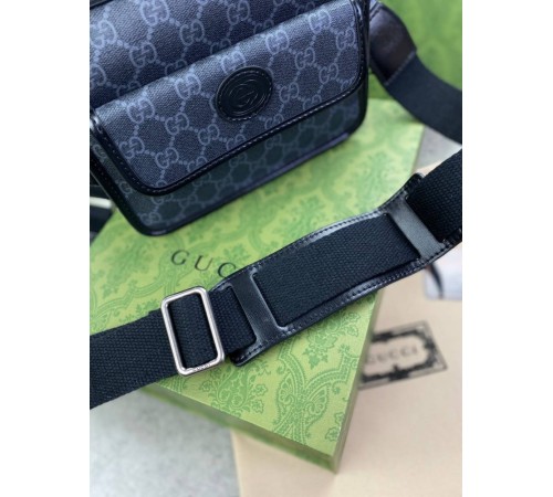 Мессенджер черный Gucci GG Interlocking c782