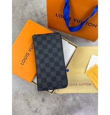 Бумажник серый Louis Vuitton на молнии Damirer Graphite k348