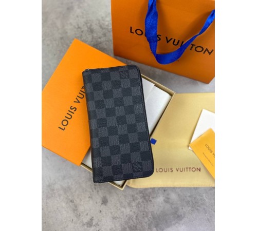 Бумажник серый Louis Vuitton на молнии Damirer Graphite k348