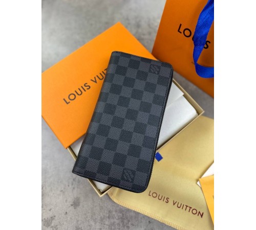 Бумажник серый Louis Vuitton на молнии Damirer Graphite k348