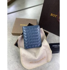 Кардхолдер Bottega Veneta кожаный синий двойной без молнии k078