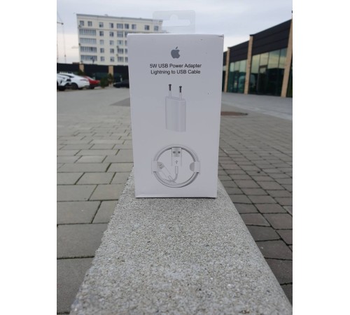 Мережевий зарядний пристрій Apple iPhone 5W USB + cabel USB to lightning original білий