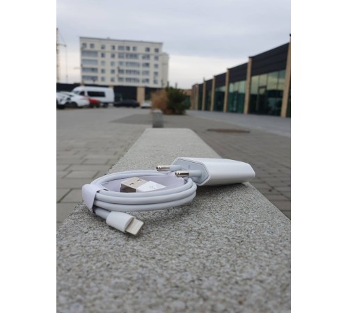 Мережевий зарядний пристрій Apple iPhone 5W USB + cabel USB to lightning original білий