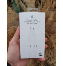 Мережевий зарядний пристрій Apple iPhone 15 Pro Max 2in1 USB-C + плетений кабель Type-C to Type-C білий