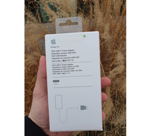 Мережевий зарядний пристрій Apple iPhone 15 Pro Max 2in1 USB-C + плетений кабель Type-C to Type-C білий