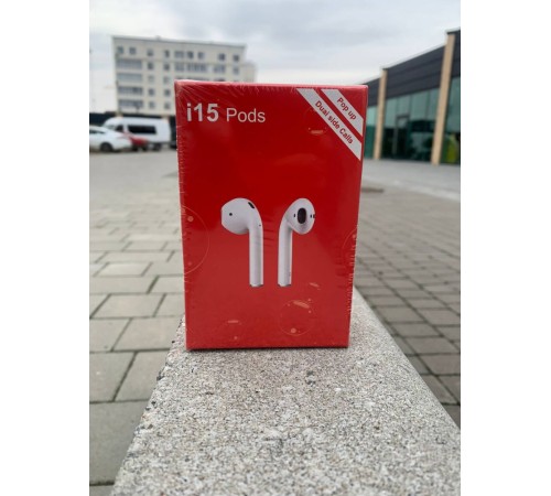 Бездротові навушники AirPods i15 Pods +Touch +Pop Up білі