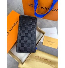 Бумажник  Louis Vuitton кожаный без молнии черный в стиле  "Infini" k108