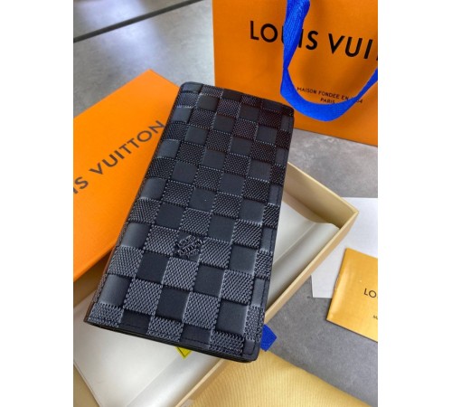 Бумажник  Louis Vuitton кожаный без молнии черный в стиле  "Infini" k108