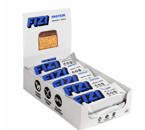 FIZI Protein Bar - 10х45g Almond-Choco батончики с миндалем-шоколадом