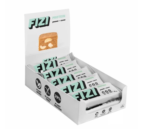 FIZI Protein Bar - 10х45g Peanut-Сacao батончики с арахисом-какао