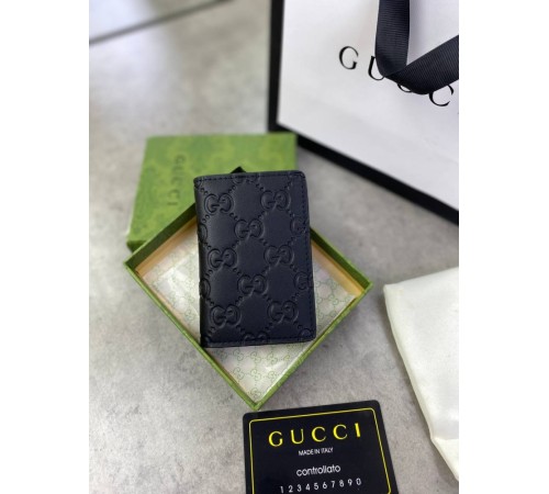 Кардхолдер-книжка черный Gucci кожаный GG k302