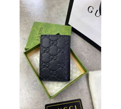 Кардхолдер-книжка черный Gucci кожаный GG k302