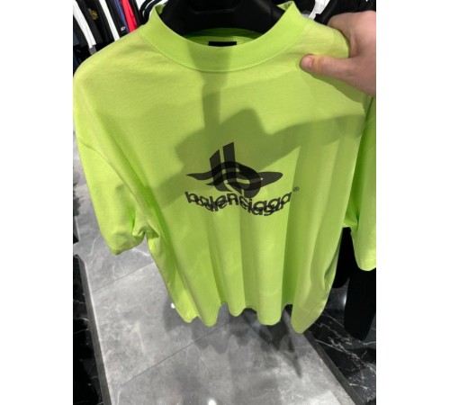 Футболка зеленая Balenciaga layered sports neon f642