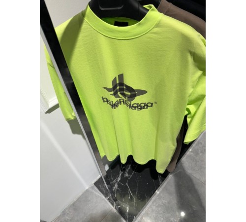 Футболка зеленая Balenciaga layered sports neon f642