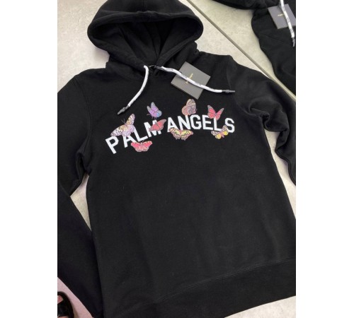 Худи черный Palm Angels принт бабочки sg189