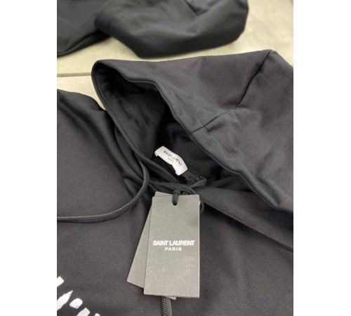 Худи черный Saint Laurent Black White Logo sg259