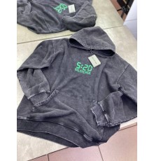 Худи серый Balenciaga Green Logo sg260