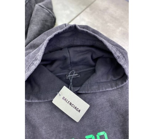 Худи серый Balenciaga Green Logo sg260