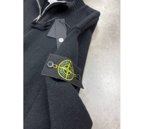 Трикотажная кофта Stone Island на молнии черного цвета sg271