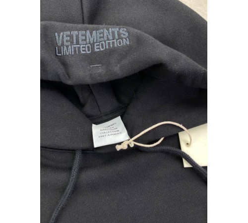 Худи черный Vetements Drwastring Logo sg267