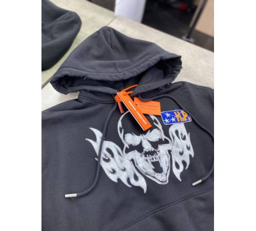 Худи черный Heron Preston Skull Flame Graphic Phint sg268