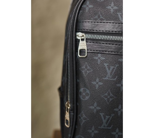 Рюкзак Louis Vuitton чорний з сірими лого