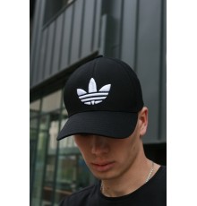 Кепка Adidas чорна (логотип білого кольору)