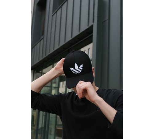 Кепка Adidas чорна (логотип білого кольору)