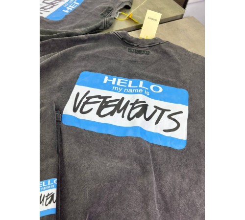 Футболка серая Vetements Hello gray f649