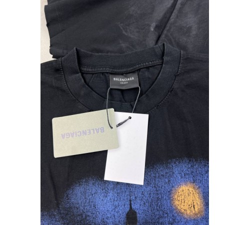 Футболка черная Balenciaga Moon Paris Moon f656