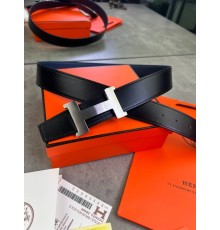 Ремень Hermes двухсторонний черный с синим r149