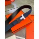 Ремень Hermes двухсторонний черный с синим r149