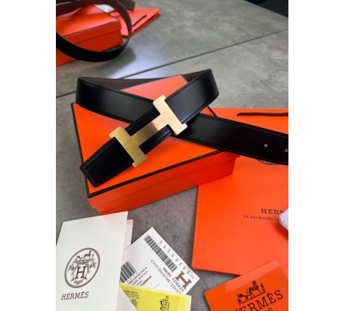 Ремень Hermes двухсторонний коричневый с черным r150