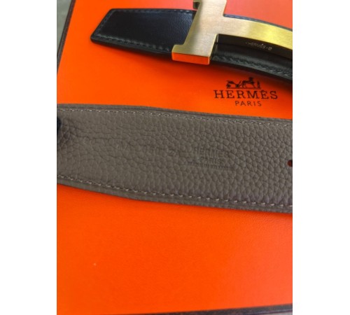 Ремень Hermes двухсторонний коричневый с черным r150