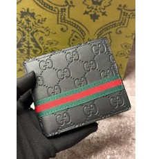 Мужской кожаный кошелек Gucci Black  k027