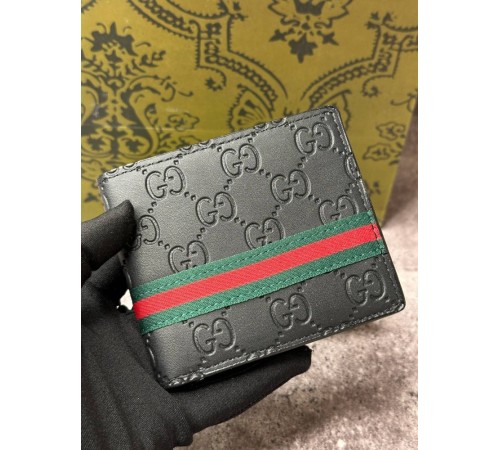 Мужской кожаный кошелек Gucci Black  k027