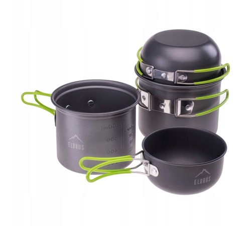 Набір посуду туристичний Elbrus Hike Pro Cook 4 SET Grey/Lime M000161472