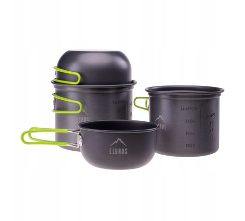 Набір посуду туристичний Elbrus Hike Pro Cook 4 SET Grey/Lime M000161472