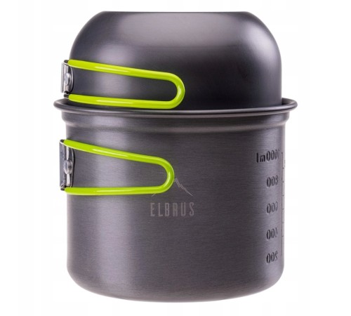 Набір посуду туристичний Elbrus Hike Pro Cook 4 SET Grey/Lime M000161472