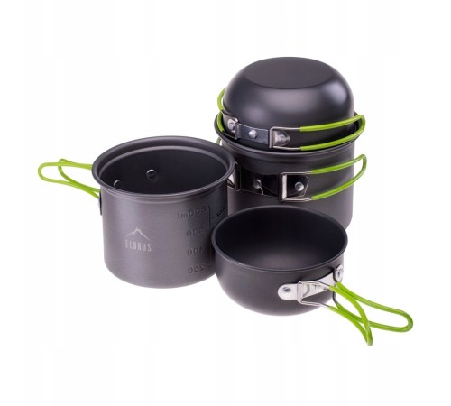 Набір посуду туристичний Elbrus Hike Pro Cook 4 SET Grey/Lime M000161472