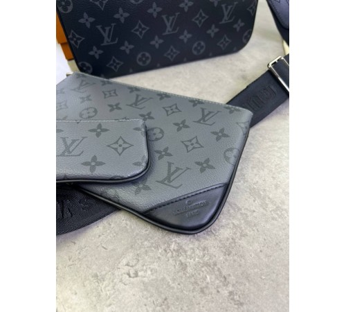 Месенджер Louis Vuitton Trio Monogram сірий с827