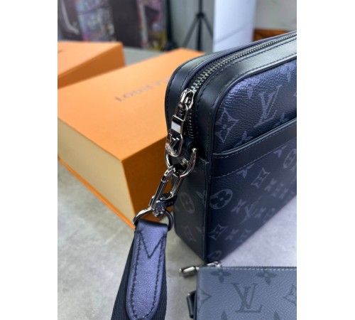 Месенджер Louis Vuitton Trio Monogram сірий с827