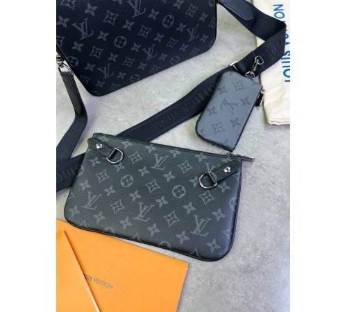 Месенджер Louis Vuitton Trio Monogram сірий с827