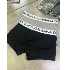 Набір нижньої білизни Dolce Gabbana з 2-х пар чорно-сірого кольору широка гумка з логотипом "DG" t140