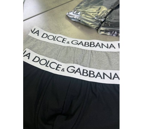 Набір нижньої білизни Dolce Gabbana з 2-х пар чорно-сірого кольору широка гумка з логотипом "DG" t140