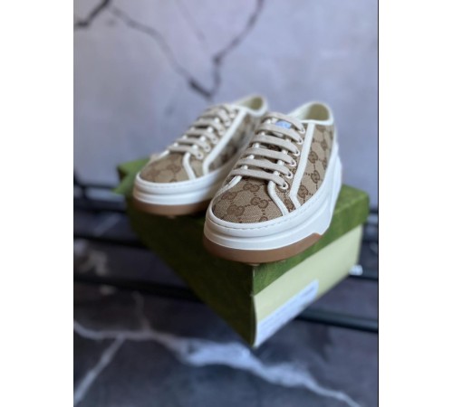 Кросівки жіночі Gucci Original GG Canvas Sneakers кавові